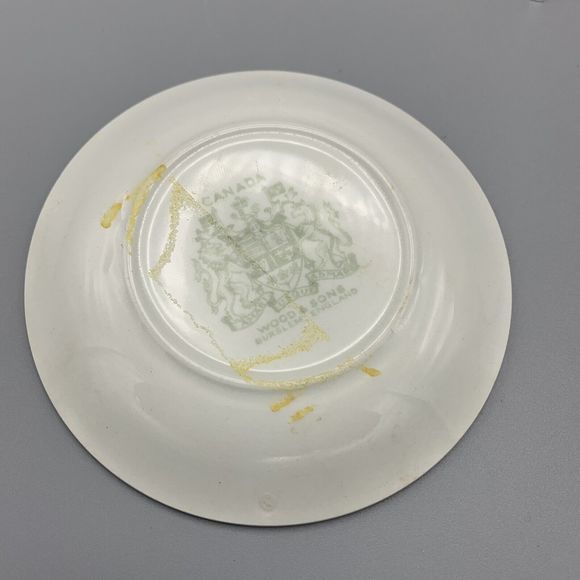 Vtg Royal Canadian Mounted Police Porcelain Trinket Plate Green Wood & Sons - Picture 6 of 8